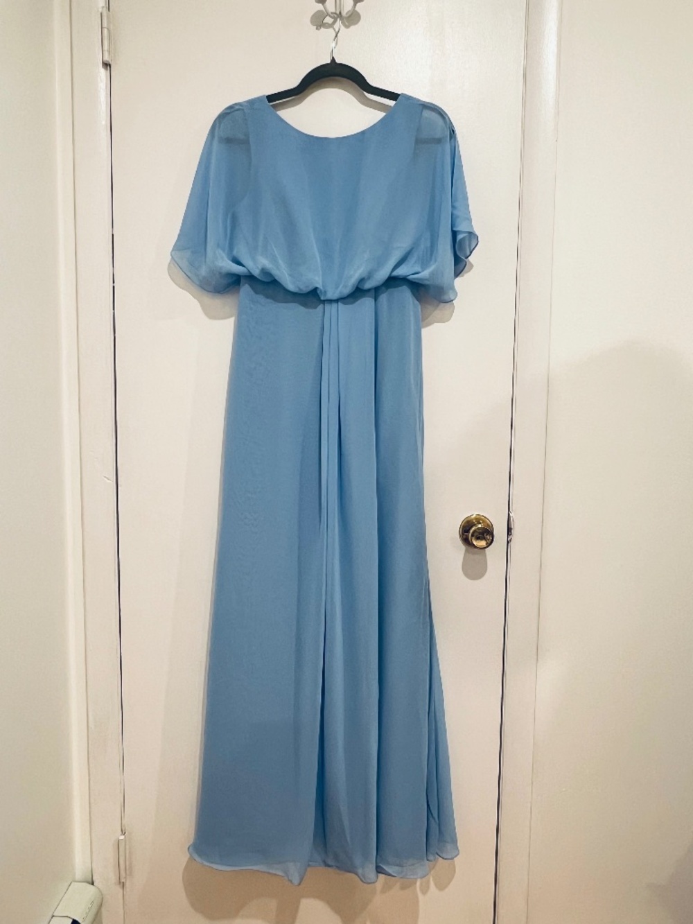 JJ's House Almodis Light Blue Chiffon Bridesmaid Dress US 2 Sheath Column Maxi